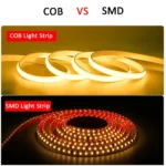 Flexible 220V COB LED Strip Light with switch and mounting kit