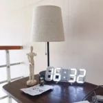 Modern 3D LED digital alarm clock with adjustable white light display