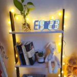 White 3D LED Digital Clock displaying 09:38 on a modern desk