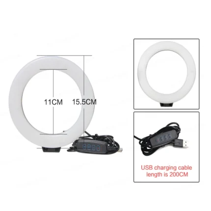 6 inch LED ring light with adjustable desktop tripod stand