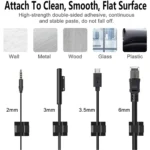 Self adhesive cable clips for desk and wall cord management