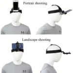 Smartphone POV head mount strap for hands-free vlogging and recording.