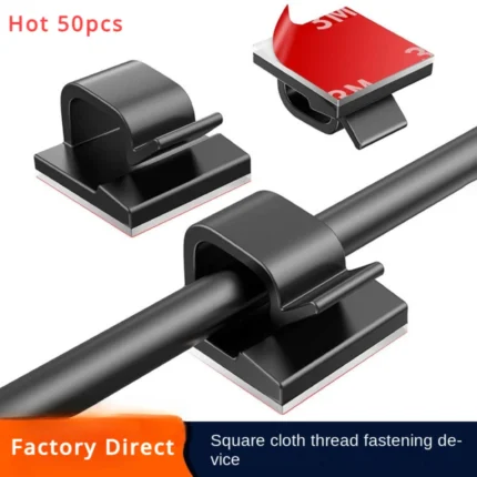 Self adhesive cable clips for desk and wall cord management