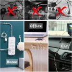 Self-adhesive cable management clips for desk and wall wire organization.