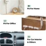 Adhesive cable management clips for desk and wall wire organization