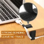 Adhesive nylon cable management straps for under-desk wire organization