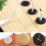 Self-adhesive circular cable organizer clips