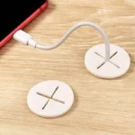 Self-adhesive circular cable organizer clips