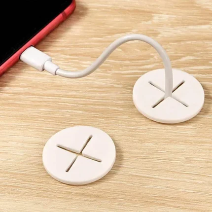 Self-adhesive circular cable organizer clips