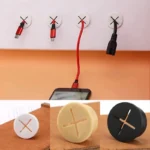 Self-adhesive circular cable organizer clips