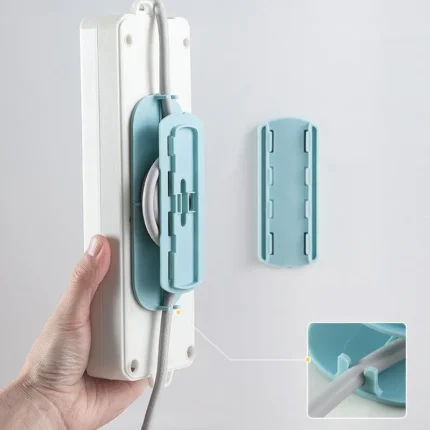 Adhesive mount power strip with 3 universal outlets and cable management