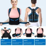 Adjustable posture corrector back brace for spinal alignment support.