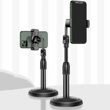 Adjustable desktop phone stand with stable base for overhead recording