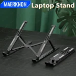 Adjustable foldable metallic laptop stand for ergonomic desk setup