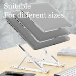 Adjustable foldable metallic laptop stand for ergonomic desk setup