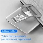 Adjustable foldable metallic laptop stand for ergonomic desk setup