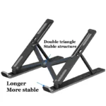 Adjustable foldable metallic laptop stand for ergonomic desk setup