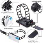 Self-adhesive adjustable cable clips for desk wire management