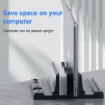 Adjustable vertical laptop stand for desk organization