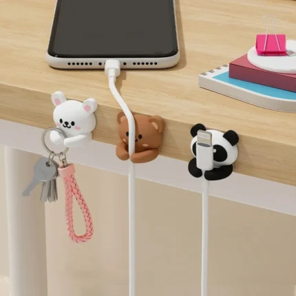 Cute animal cable holders and key organizers for desk edge