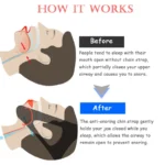 Adjustable anti-snoring chin strap for mouth breathers and snore relief