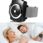 Anti-snoring wristband watch with infrared nerve stimulation for sleep.