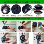 Anti-snoring wristband watch with infrared nerve stimulation for sleep.