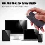 Compact 2-in-1 screen cleaner spray and wipe for electronics.