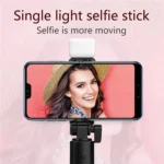 Portable phone tripod selfie stick with LED fill light and remote