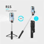 Portable phone tripod selfie stick with LED fill light and remote