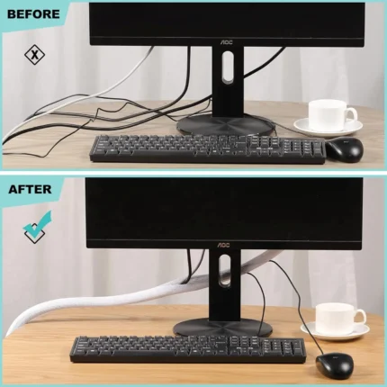 Black braided cable management sleeve with high temperature resistance