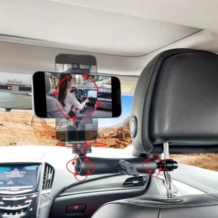 Smartphone car headrest mount for POV vlogging