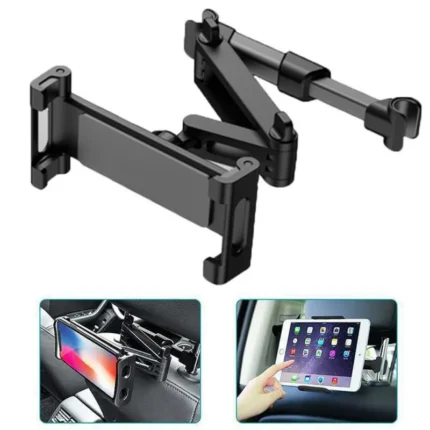Universal car headrest tablet mount with extendable folding arm