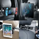 Universal car headrest tablet mount with extendable folding arm
