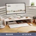Corner monitor stand with keyboard storage and ergonomic design