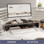 Corner monitor stand with keyboard storage and ergonomic design
