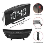 Curved LED mirror alarm clock with temperature and snooze function