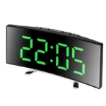 Curved LED Digital Mirror Alarm Clock with Green Digits