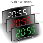 Curved LED Digital Mirror Alarm Clock with Green Digits