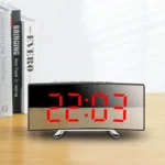 Curved LED Digital Mirror Alarm Clock with Green Digits