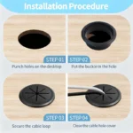 Flexible star-slit desk cable grommet for wire organization