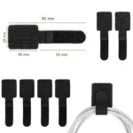 Desk cable organizer kit with adhesive clips and reusable hook-loop ties