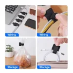 Desk cable organizer kit with adhesive clips and reusable hook-loop ties