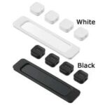 Desk cable organizer kit, adhesive, magnetic, clip-on for tidy workspace.