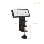 Desk power strip mount with USB, clamped to wooden desk
