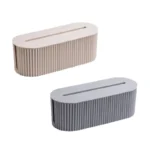 Fluted desktop cable management box with smartphone charging slot