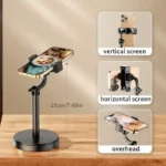 Adjustable desktop phone stand with weighted base for stable filming