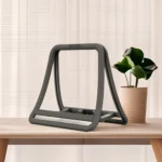 Minimalist dark gray tablet and phone desktop stand