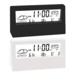 Minimalist digital weather station clock with thermometer and hygrometer