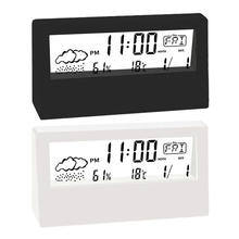 Minimalist digital weather station clock with thermometer and hygrometer
